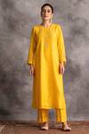 Buy_Anantaa By Roohi_Yellow Silk Chanderi Round Kurta _at_Aza_Fashions