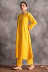 Anantaa By Roohi_Yellow Silk Chanderi Round Kurta _Online_at_Aza_Fashions