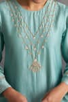 Anantaa by Roohi_Blue Silk Chanderi Embroidery Round Kurta _at_Aza_Fashions