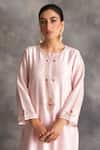 Shop_Anantaa By Roohi_Pink Silk Chanderi Round Kurta _Online_at_Aza_Fashions