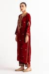 Buy Anantaa By Roohi Red Velvet Notched Embroidered Kurta Online at Aza Fashions Buy_Anantaa By Roohi_Red Velvet Notched Embroidered Kurta _Online_at_Aza_Fashions
