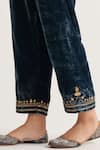 Buy_Anantaa by Roohi_Blue Velvet Embroidered Pant _Online_at_Aza_Fashions