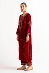 Shop_Anantaa by Roohi_Red Velvet Embroidered Pant _at_Aza_Fashions