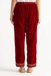Buy_Anantaa by Roohi_Red Velvet Embroidered Pant _Online_at_Aza_Fashions
