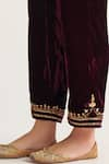 Buy_Anantaa by Roohi_Wine Velvet Embroidered Pant _Online_at_Aza_Fashions