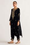 Buy_Anantaa by Roohi_Black Velvet Embroidered Pant _at_Aza_Fashions