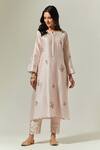 Buy_Anantaa by Roohi_Pink Silk Chanderi Embroidered Floral Round Kurta _at_Aza_Fashions