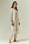 Anantaa By Roohi_Off White Silk Chanderi Floral Round Embroidered Kurta _Online_at_Aza_Fashions