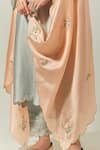 Anantaa By Roohi_Peach Silk Chanderi Floral Embroidered Dupatta _Online_at_Aza_Fashions