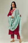 Buy_Anantaa By Roohi_Blue Silk Chanderi Floral Embroidered Dupatta _at_Aza_Fashions