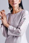 Shop_Anantaa By Roohi_Grey Silk Chanderi Kurta _Online_at_Aza_Fashions