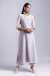 Buy_Anantaa By Roohi_Grey Silk Chanderi Kurta _at_Aza_Fashions