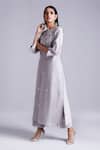 Buy_Anantaa By Roohi_Grey Silk Chanderi Kurta _Online_at_Aza_Fashions