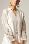 Shop_Anantaa by Roohi_White Silk Chanderi Stand Collar Kurta _Online_at_Aza_Fashions