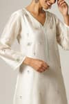 Shop_Anantaa by Roohi_White Silk Chanderi V Neck Kurta _Online_at_Aza_Fashions