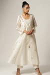 Buy_Anantaa By Roohi_White Silk Chanderi U Neck Jacket With Kurta _at_Aza_Fashions