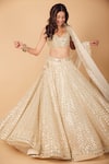 Buy_Abhinav Mishra_Ivory White Mirror Embellished Lehenga Set_at_Aza_Fashions