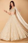 Abhinav Mishra_Ivory White Mirror Embellished Lehenga Set_Online_at_Aza_Fashions