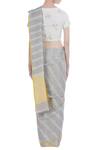 Shop_Anavila_Yellow Handwoven Linen Saree_at_Aza_Fashions