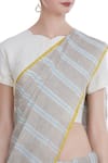 Shop_Anavila_Yellow Handwoven Linen Saree_Online_at_Aza_Fashions