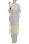 Buy_Anavila_Yellow Handwoven Linen Saree_at_Aza_Fashions