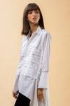 Buy_Chillosophy_White Cotton Poplin Shirt Collar Asymmetric Tunic  _at_Aza_Fashions