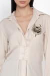 Shop_Angry Owl_Beige Bamboo Cotton Spread Collar Full Sleeve Shirt _Online_at_Aza_Fashions