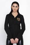 Buy_Angry Owl_Black Bamboo Cotton Embroidery Spread Collar Full Sleeve Shirt _Online_at_Aza_Fashions