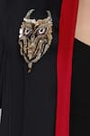 Shop_Angry Owl_Black Modal Embroidery Open Asymmetric Long Cape _Online_at_Aza_Fashions