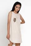 Angry Owl Beige Bamboo Cotton Boat Sleeveless Dress Online at Aza Fashions Angry Owl_Beige Bamboo Cotton Boat Sleeveless Dress _Online_at_Aza_Fashions