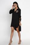 Angry Owl Black Modal V Neck High-low Dress Online at Aza Fashions Angry Owl_Black Modal V Neck High-low Dress _Online_at_Aza_Fashions