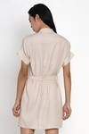 Shop_Angry Owl_Beige Bamboo Cotton Mandarin Collar Shirt Dress _at_Aza_Fashions