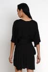 Shop_Angry Owl_Black Modal V Neck Flared Sleeve Dress _at_Aza_Fashions