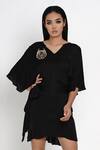 Buy Angry Owl Black Modal V Neck Flared Sleeve Dress Online at Aza Fashions Buy_Angry Owl_Black Modal V Neck Flared Sleeve Dress _Online_at_Aza_Fashions