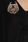 Shop_Angry Owl_Black Modal Embroidery V Neck Knotted Kaftan _Online_at_Aza_Fashions