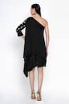Shop_Angry Owl_Black Modal One Shoulder Asymmetric Dress _at_Aza_Fashions