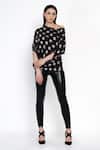 Buy_Angry Owl_Black Modal One Shoulder Printed Top _at_Aza_Fashions