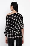 Shop_Angry Owl_Black Modal One Shoulder Printed Top _at_Aza_Fashions