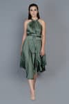 Buy_Angry Owl_Green Modal Halter Flared Dress _at_Aza_Fashions