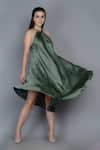 Shop_Angry Owl_Green Modal Halter Flared Dress _at_Aza_Fashions