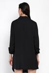 Shop_Angry Owl_Black Bamboo Cotton Embroidery Collared Neck Tie Up Dress _at_Aza_Fashions