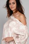 Buy_Angry Owl_Pink Bamboo Cotton Printed One Shoulder Poncho _Online_at_Aza_Fashions