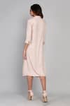 Shop_Angry Owl_Pink Bamboo Cotton Embroidery Collared Neck Twisted Knot Shirt Dress _at_Aza_Fashions
