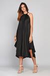 Angry Owl_Black Modal Halter Flared Dress _Online_at_Aza_Fashions