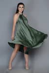 Buy_Angry Owl_Green Modal Halter Flared Dress _Online_at_Aza_Fashions