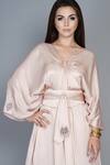 Buy_Angry Owl_Pink Modal V Neck Asymmetric Kaftan Dress _Online_at_Aza_Fashions