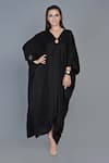 Buy_Angry Owl_Black Modal V Neck Asymmetric Kaftan Dress _at_Aza_Fashions