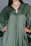 Shop_Angry Owl_Green Modal V Neck Asymmetric Kaftan Dress _Online_at_Aza_Fashions