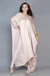 Angry Owl_Pink Modal V Neck Asymmetric Kaftan Dress _Online_at_Aza_Fashions