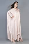 Buy_Angry Owl_Pink Modal V Neck Asymmetric Kaftan Dress _Online_at_Aza_Fashions